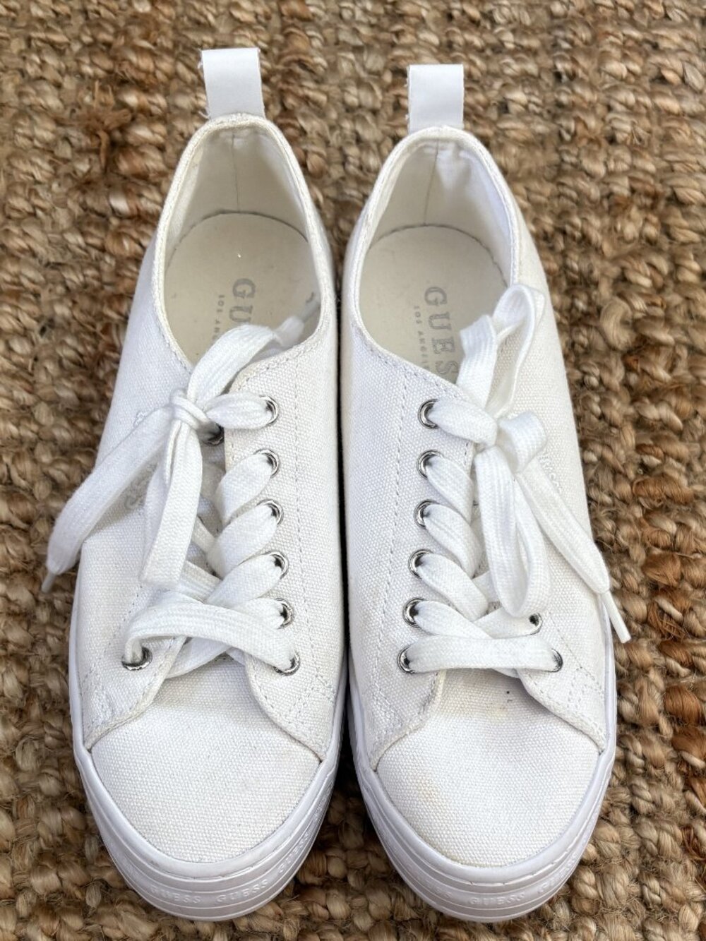 Ladies White GUESS Canvas Sneakers